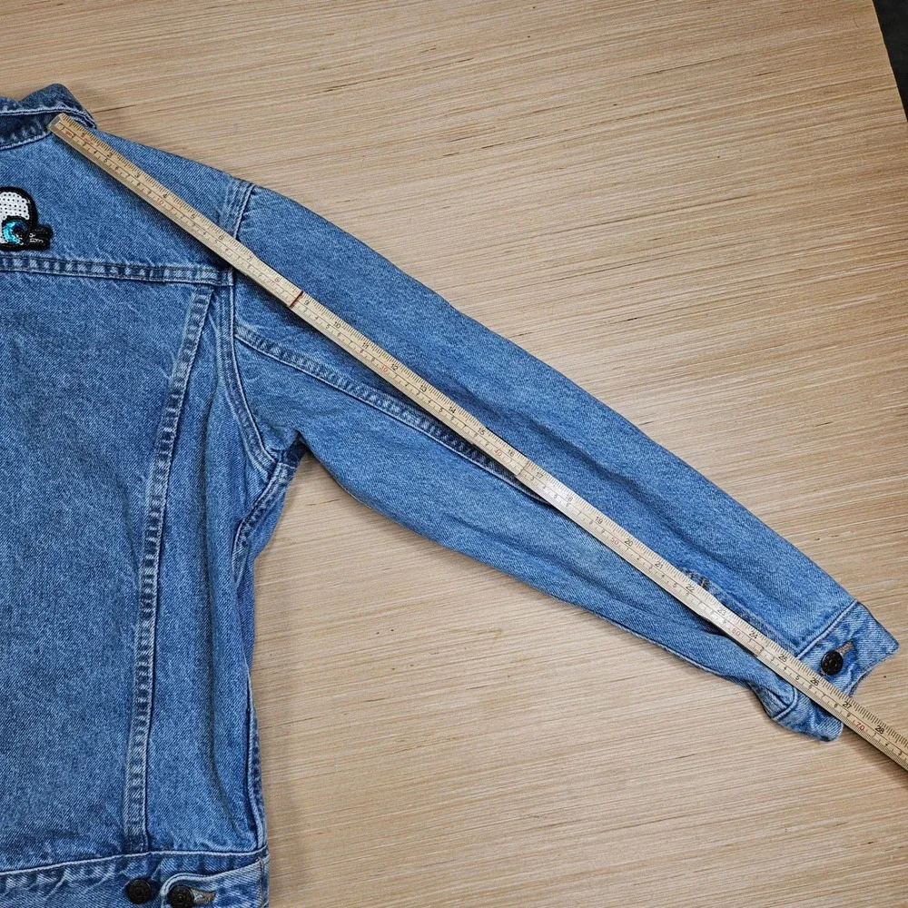 Vintage Unbranded Denim Jacket Kids XL Blue Trucker Eye Patch Logo